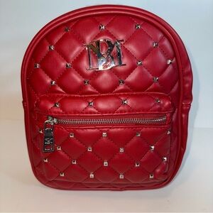Badgley Mischka Red Quilted Backpack